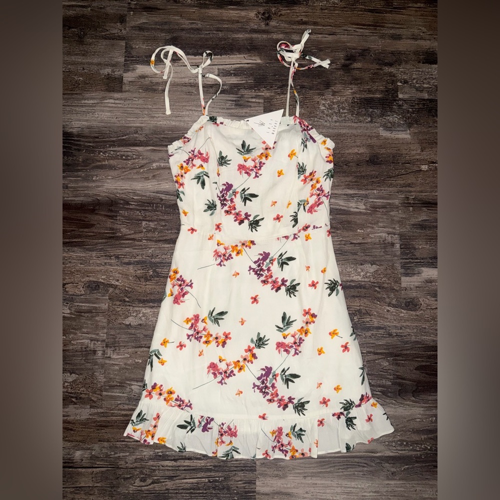 Lost + Wander Women’s Ivory Floral Tie-Strap Mini  Dress Size XS